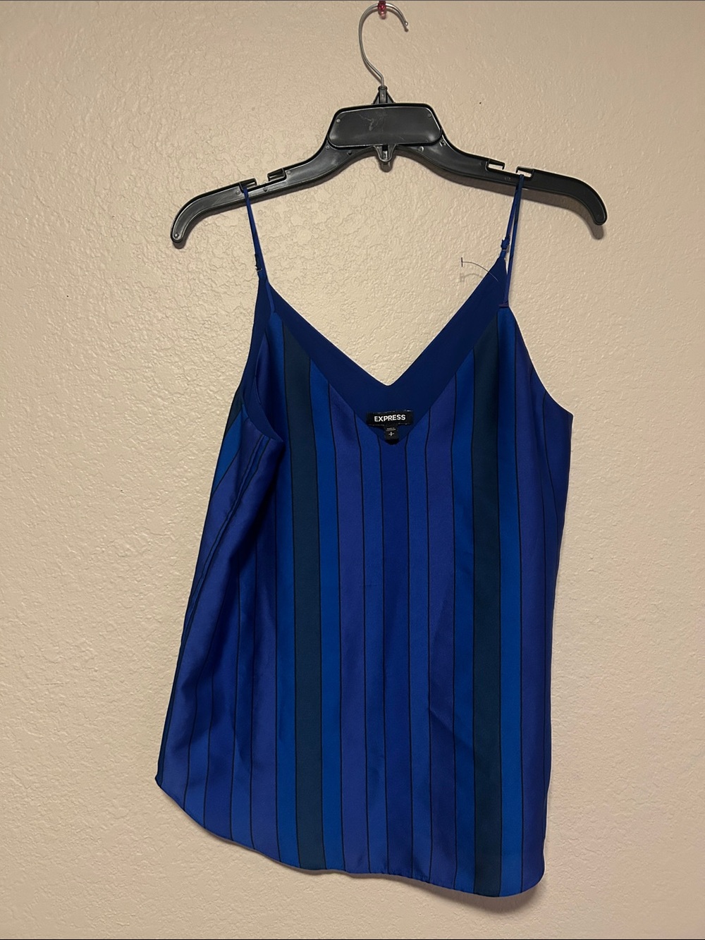 Express Blue Vertical Stripe V-Neck Cami